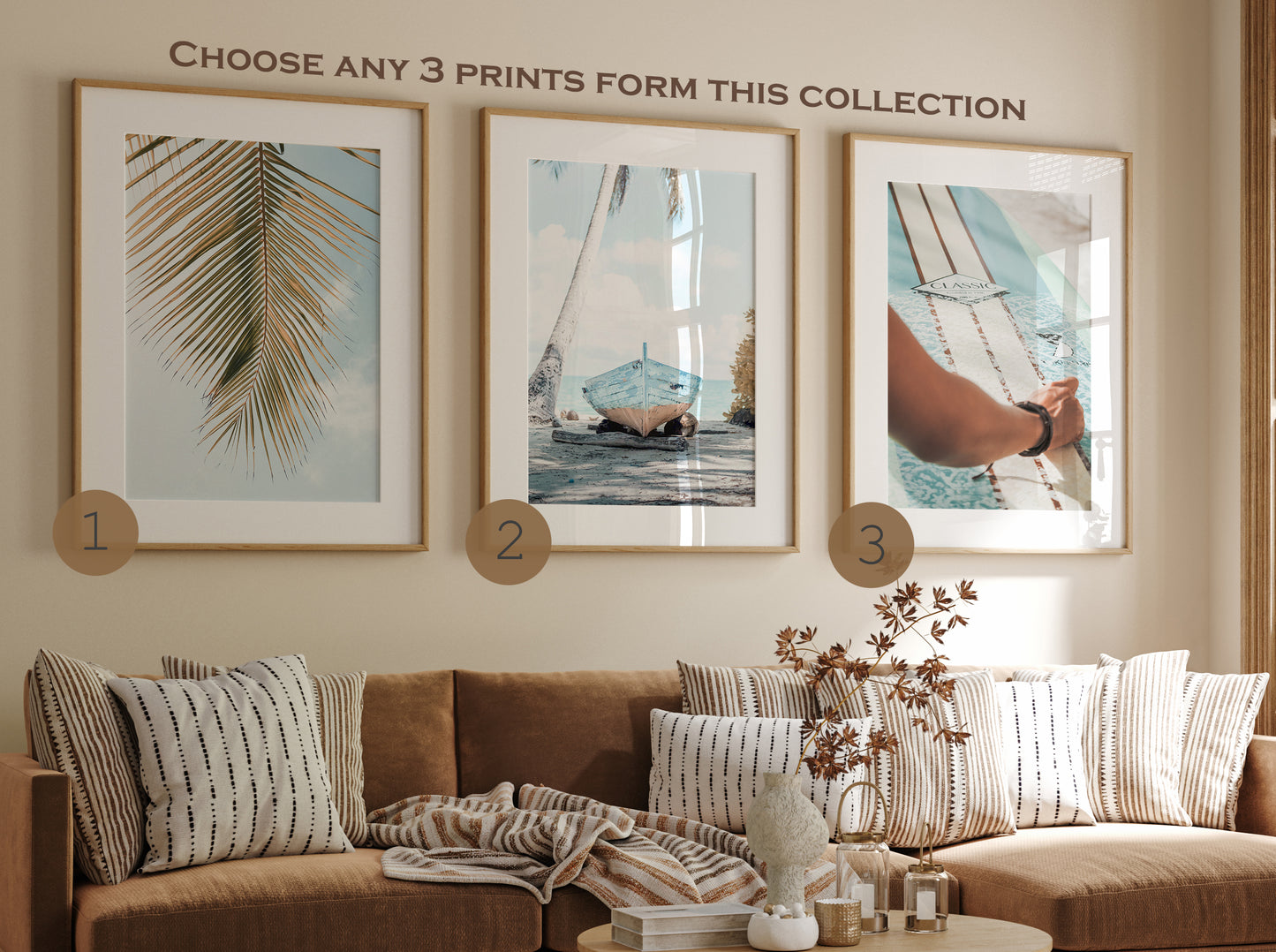 Coastal wall art set of beach prints, Summer California prints, Beach 