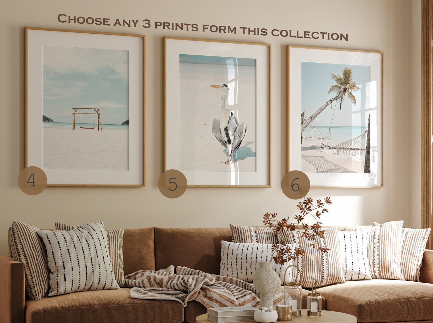 Coastal wall art set of beach prints, Summer California prints, Beach 