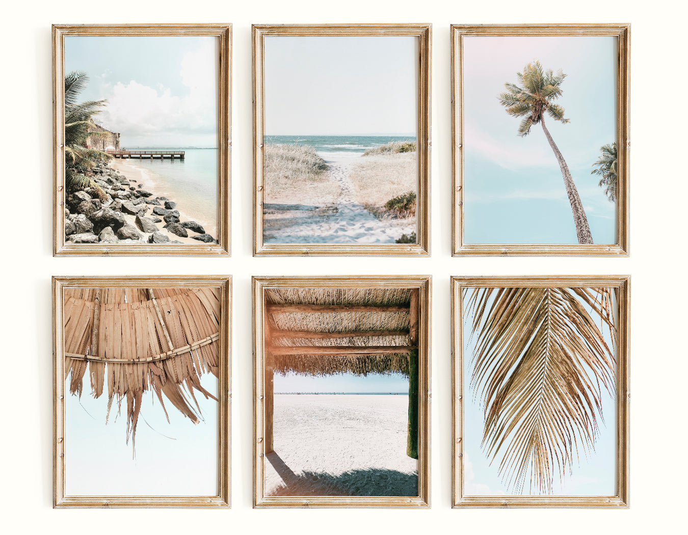 Coastal wall art set of beach prints, Summer California prints, Beach 